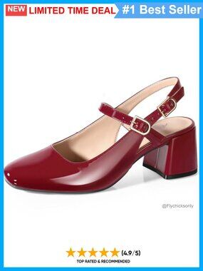 Mary Jane Slingback Chunky Low Heels Square Toe Dress Pumps